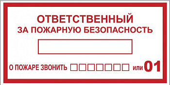 Наклейка "Ответственный за пожарную безопасность" B03 (100х200мм.) EKF PROxima в Иркутске