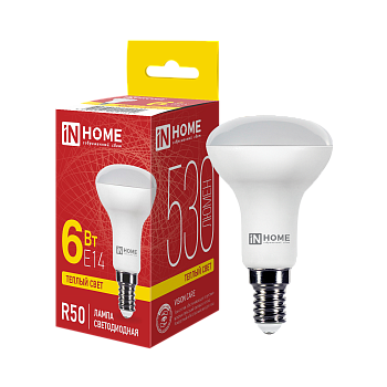 Лампа светодиодная LED-R50-VC 6Вт 230В Е14 3000К 530Лм IN HOME в Иркутске