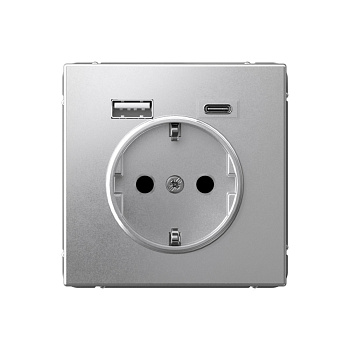 ARTGALLERY РОЗЕТКА 16А с 2 USB A+C, 5В/2,4А/3,0А, 2х5В/1,5А, механизм, АЛЮМИНИЙ в Иркутске