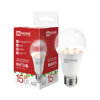 Лампа светодиодная LED-A60 PRO-ФИТО полный спектр 15Вт 230В Е27 IN HOME в Иркутске
