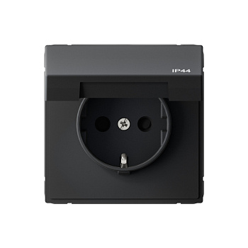 ARTGALLERY РОЗЕТКА с заземл. со шт. с крышк, 16А, IP44, механизм, КАРБОН в Иркутске