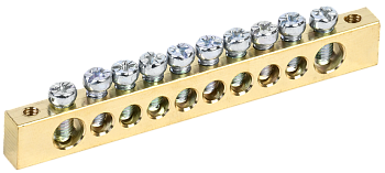 Шина PEN "земля-ноль" 8х12мм 10/2 (10групп/креп по краям)IEK в Иркутске