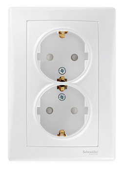 Розетка двойная SEDNA Schneider Electric со шторками с заземлением белая в Иркутске