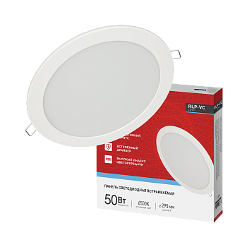 Панель светодиодная встраиваемая круглая RLP-VC 5065WH 50Вт 230В 6500К 4000Лм 295мм белая IP40 IN HOME в Иркутске