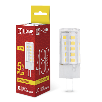 Лампа светодиодная LED-JC 5Вт 12В G4 3000К 480Лм IN HOME в Иркутске