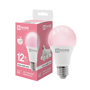 Лампа светодиодная для птицеводства LED-А60 EGG 12Вт 230В Е27 для повышения яйценоскости IN HOME в Иркутске