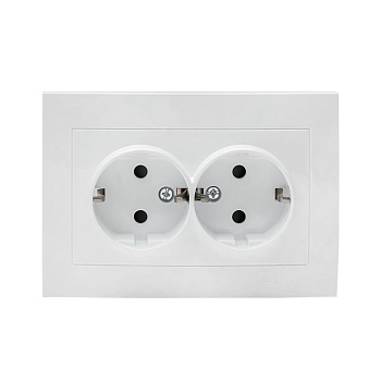 Розетка двойная со шторками с заземлением Валенсия EKF белая в Иркутске