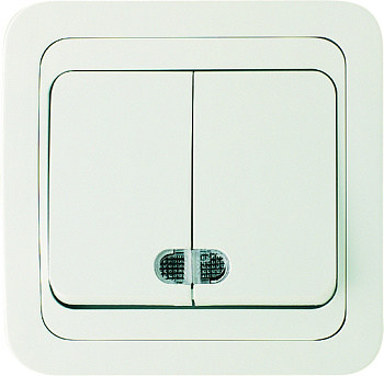 Выключатель двухклавишный МИМОЗА MAKEL с подсветкой белый в Иркутске