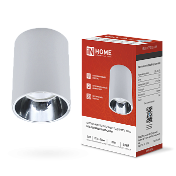 Светильник потолочный НПБ ЦИЛИНДР-GU10-CH/WH под лампу GU10 70x100мм белый IN HOME в Иркутске