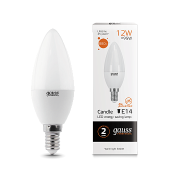 Лампа светодиодная LED-СВЕЧА 12Вт E14 3000K 880Лм Elementary GAUSS в Иркутске