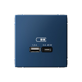 ARTGALLERY USB РОЗЕТКА A + тип-C 45Вт высокоскор.заряд. QC, PD, механизм, АКВАМАРИН в Иркутске