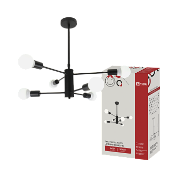 Светильник потолочный под лампу LOFT SPUTNIK-6E27-BL 6хЕ27 черный IN HOME в Иркутске