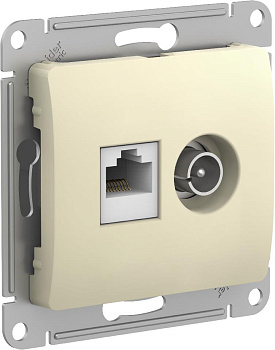 Розетка двойная ТВ+компьютерная RJ45, категории 5Е Glossa SE бежевая в Иркутске