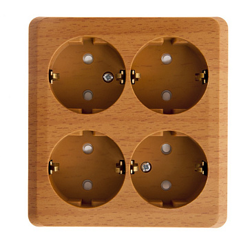 Розетка четырехместная ЭТЮД SE накладная со шторками с заземлением бук в Иркутске