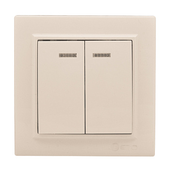 Выключатель 2-клавишный СП, Минск, с индикатором 10А, бежевый EKF в Иркутске