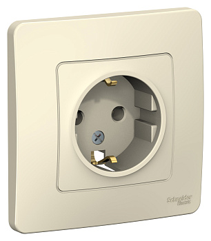 Розетка одинарная BLANCA SE с заземлением молочная в Иркутске