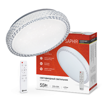 Светильник светодиодный COMFORT SAPHIR 55Вт 230В 3000-6500K 4400Лм 395x105мм с пультом ДУ IN HOME в Иркутске