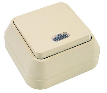 Выключатель одноклавишный накладной с подсветкой MAKEL крем в Иркутске