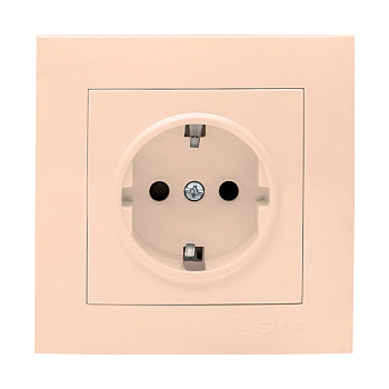 Валенсия розетка 1-местная с/з 16А кремовая с защитными шторками EKF PROxima в Иркутске