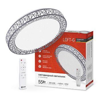 Светильник светодиодный COMFORT LOFT-G 55Вт 230В 3000-6500K 4400Лм 400x105мм с пультом ДУ IN HOME в Иркутске