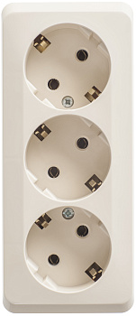 Розетка тройная ЭТЮД SE накладная с заземлением крем в Иркутске