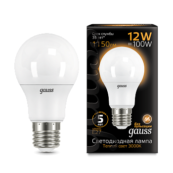 Лампа светодиодная LED-A60 12Вт E27 3000K 1150Лм Black GAUSS в Иркутске