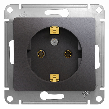 Розетка 1ая с заземлением Glossa графит в Иркутске