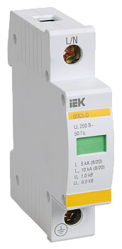 Ограничитель импульсного перенапряжения ОПС1-D 1Р In=5kA Un=230B Im=10kA IEK в Иркутске