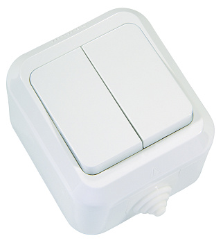 Выключатель двухклавишный накладной IP44 MAKEL белый в Иркутске