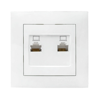 Розетка компьютерная двойная Валенсия EKF белая в Иркутске