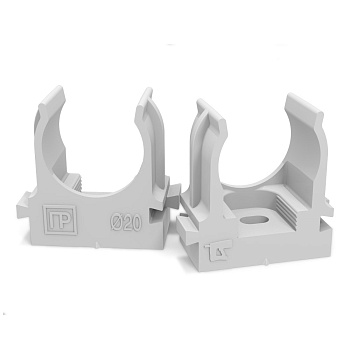 Крепеж-клипса для труб для прямого монтажа серая 20 мм Промрукав в Иркутске