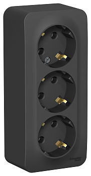 Розетка тройная BLANCA SE накладная с заземлением с изоляционной пластиной антрацит в Иркутске