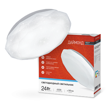 Светильник светодиодный серии DECO ДАЙМОНД 24Вт 230В 6500К 2160Лм 330х55мм IN HOME в Иркутске