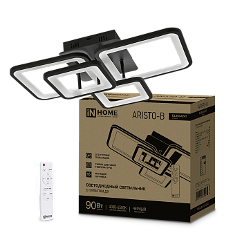 Светильник светодиодный ELEGANT ARISTO-B 90Вт 230В 3000-6500K 7000Лм 535х370х150мм пульт ДУ черный IN HOME в Иркутске