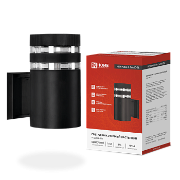 Светильник уличный настенный односторонний НБУ POLO-R-1xA60-BL алюминиевый черный IP54 IN HOME в Иркутске