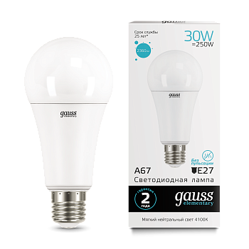 Лампа светодиодная LED-A67 30Вт E27 4100K 2360Лм Elementary GAUSS в Иркутске