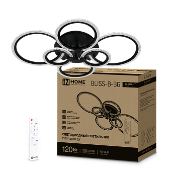 Светильник светодиодный ELEGANT BLISS-B-BG 120Вт 230В 3000-6500K 8400Лм 780х550х130мм пульт ДУ черный IN HOME в Иркутске