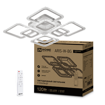 Светильник светодиодный ELEGANT ARIS-W-BG 120Вт 230В 3000-6500K 8400Лм 585х585х115мм пульт ДУ белый IN HOME в Иркутске