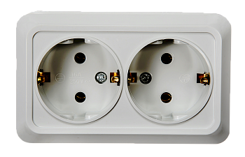 Розетка двойная с заземлением BOLLETO белая накладная 7128 IN HOME в Иркутске