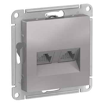 Розетка двойная компьютерная AtlasDesign SE RJ45+RJ45 алюминий в Иркутске