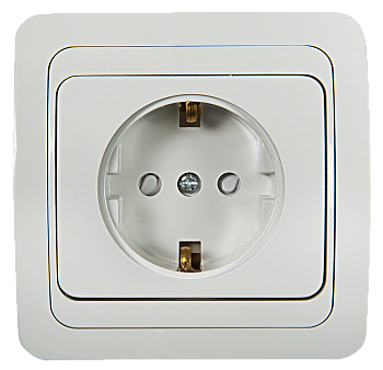 Розетка одинарная с заземлением со шторкой CLASSICO белая 2028x IN HOME в Иркутске