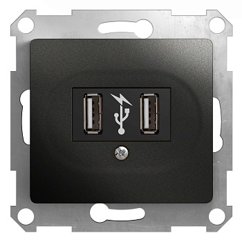 Розетка USB 1400 мА GLOSSA Schneider Electric антрацит в Иркутске