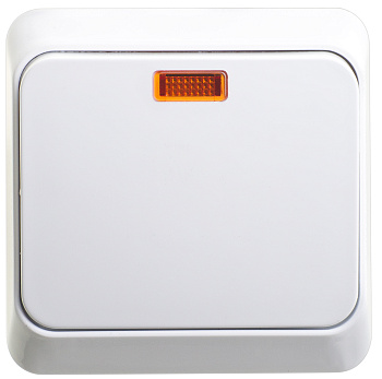 Выключатель одноклавишный ЭТЮД SE накладной с подсветкой белый в Иркутске