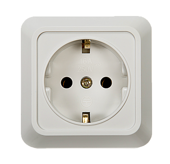 Розетка одинарная с заземлением BOLLETO белая накладная 7028 IN HOME в Иркутске
