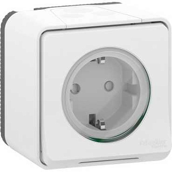 Розетка одинарная MUREVA Schneider Electric накладная с заземлением IP55 белая в Иркутске