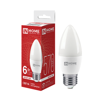 Лампа светодиодная LED-СВЕЧА-VC 6Вт 230В Е27 4000К 570Лм IN HOME в Иркутске