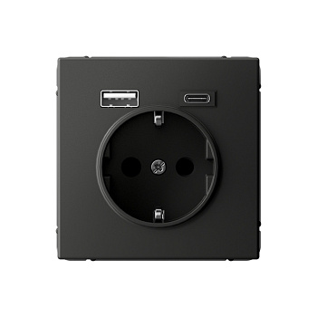ARTGALLERY РОЗЕТКА 16А с 2 USB A+C, 5В/2,4А/3,0А, 2х5В/1,5А, механизм, БАЗАЛЬТ в Иркутске