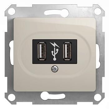 Розетка USB 1400 мА GLOSSA Schneider Electric молочная в Иркутске