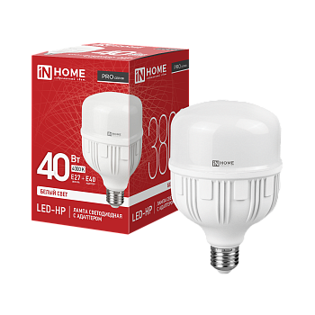 Лампа светодиодная LED-HP-PRO 40Вт 230В Е27 с адаптером E40 4000К 3800Лм IN HOME в Иркутске