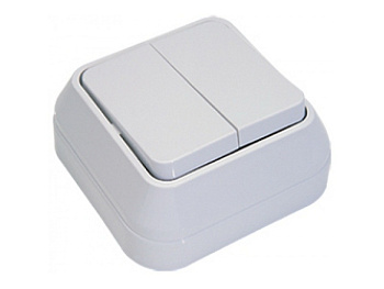 Выключатель двухклавишный накладной MAKEL белый в Иркутске